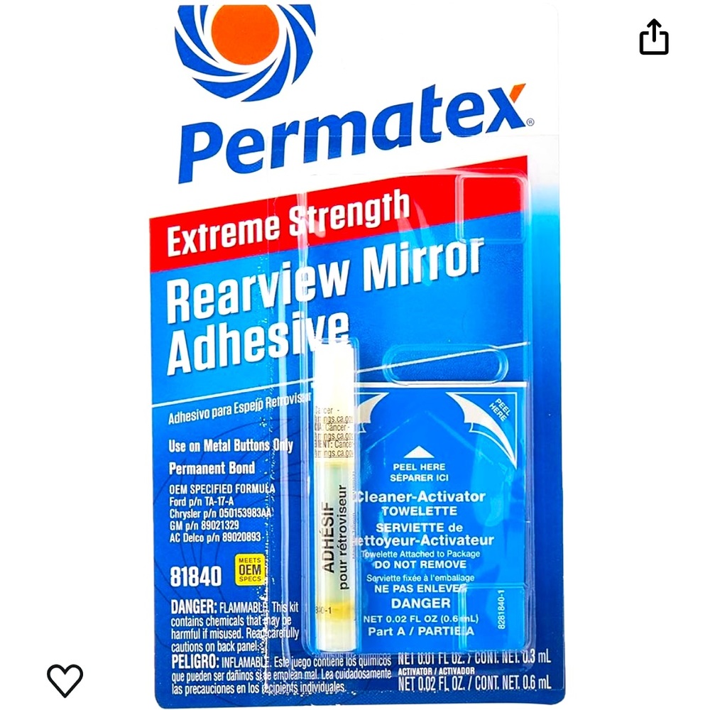 Permatex extreme rearview mirror adhesive